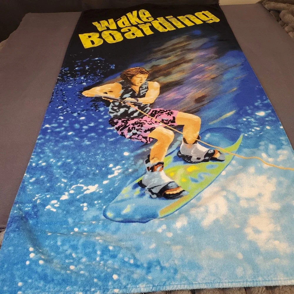 Vintage Wake Boarding‎ 100% Cotton Graphic Swimming Summer Beach Towel 28